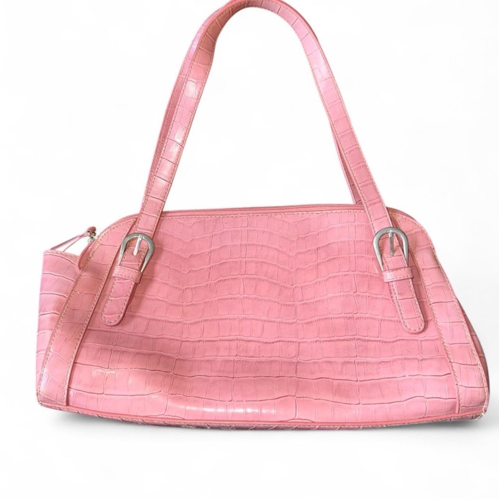 Elegant Pink Crocodile-Embossed Women's Bag